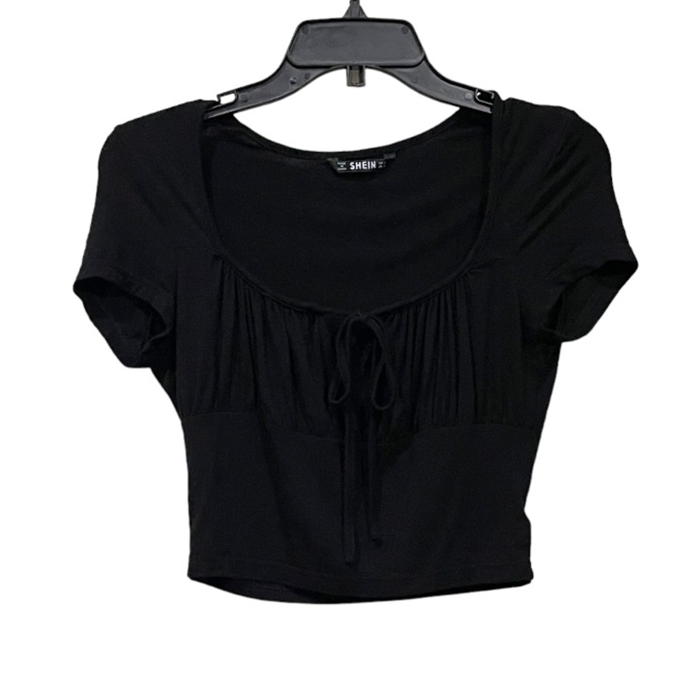 Shein Short Sleeve Black Crop Top Small
